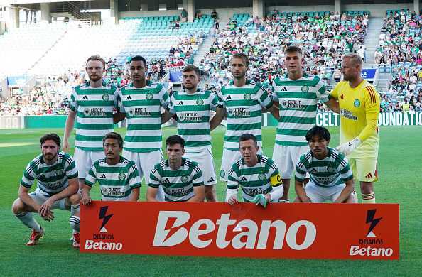 The Celtic team pose for a photo before their pre-season friendly against Sporting CP