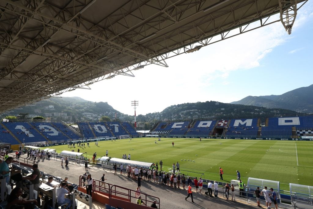 A general view of Como's home stadium before their friendly against Lille