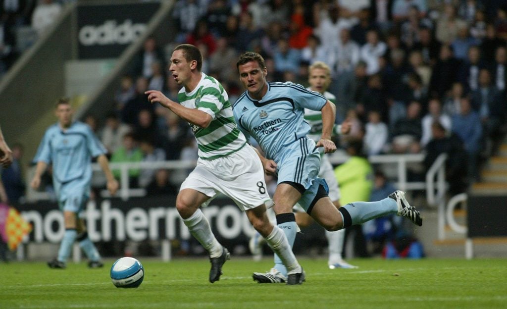 Goalkeeper Steven Harper is employed as an outfield substitute during the pre-season friendly match between Newcastle United and Glasgow Celtic at St James Park