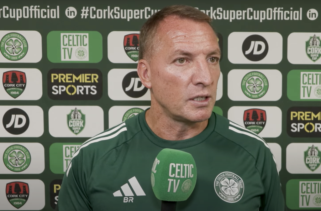 Brendan Rodgers speaks to Celtic TV after the 2-1 win against Cork City in pre-season