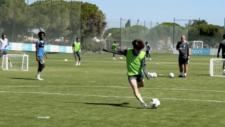 Kyogo Furuhashi shoots during Birmingham City training in Portugal