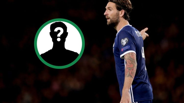 Charlie Mulgrew in action for Scotland against Russia, including an inset of a mystery player.