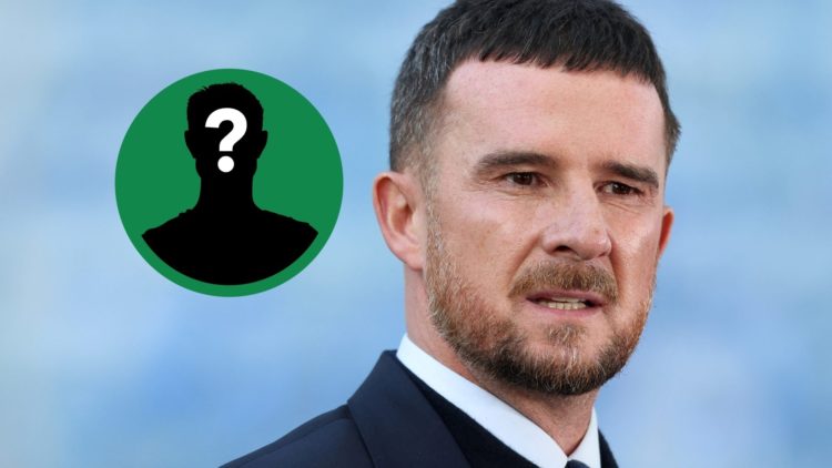 Barry Ferguson looking on as the Rangers manager, including an inset of a mystery player.