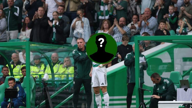 Brendan Rodgers and Kieran Tierney on the Celtic Park touchline during Celtic's win over Newcastle United.