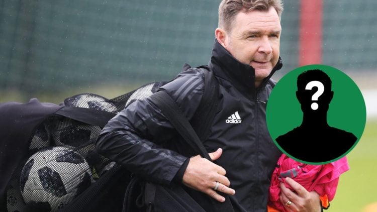 Ex-Celtic player Peter Grant as a coach for Scotland, including an inset of a mystery player.