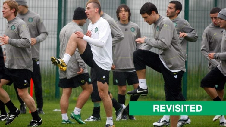 The Celtic squad train at Lennoxtown before their Champions League game in 2008