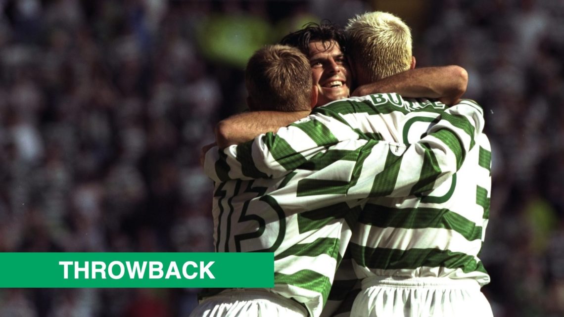 Celtic's players celebrate after their 5-0 win against Dunfermline at Celtic Park