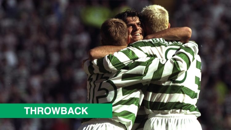 Celtic's players celebrate after their 5-0 win against Dunfermline at Celtic Park