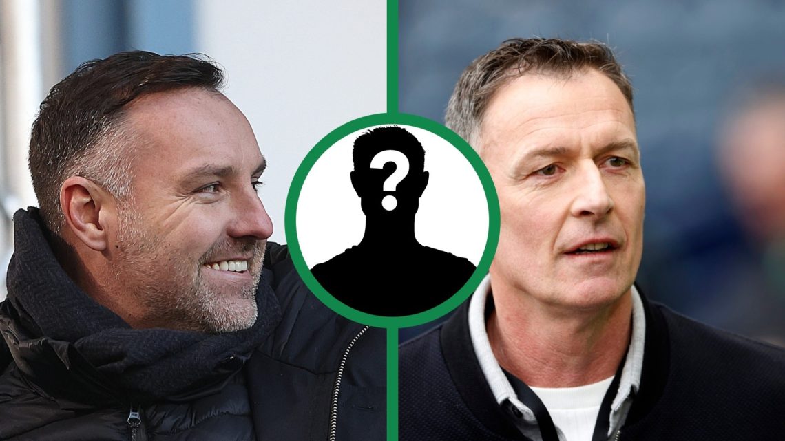 A split image of Kris Boyd and Chris Sutton on punditry duty, including an inset of a mystery player.