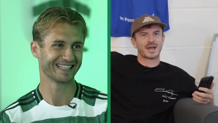 A split image of Celtic's new signing Benjamin Nygren, and Andy Halliday as a pundit on Open Goal.