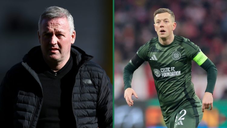 Paul Lambert watches on as manager of Ipswich Town during their League One clash against Blackpool, Callum McGregor in action for Celtic against Ba...