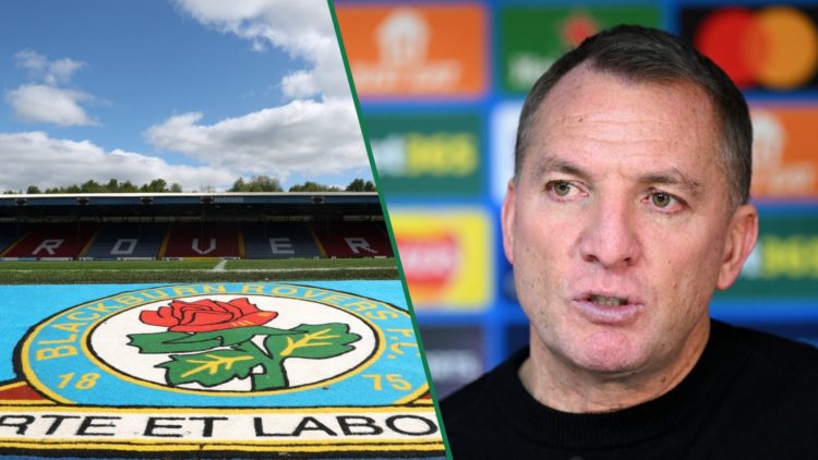 A general view of Ewood Park, the home of Blackburn Rovers, Brendan Rodgers answers a question from the media during a press conference