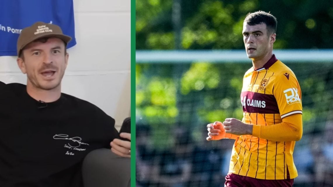 A split image of Andy Halliday as a pundit on Open Goal, and Lennon Miller in action for Motherwell in pre-season.