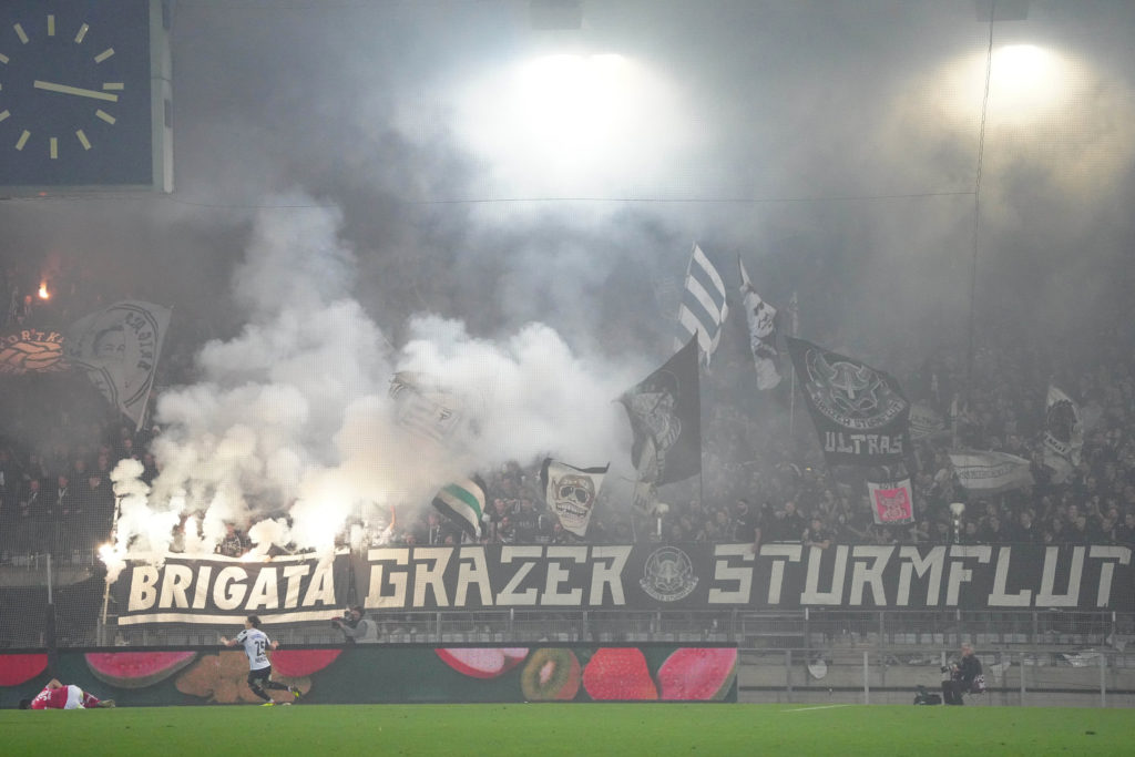 Grazer AK 1902 v SK Sturm Grazfans of SK Sturm Graz during the Uniqua OEFB Cup match between Grazer AK 1902 and SK Sturm Graz at Merkur Arena - Uniqua OEFB Cup