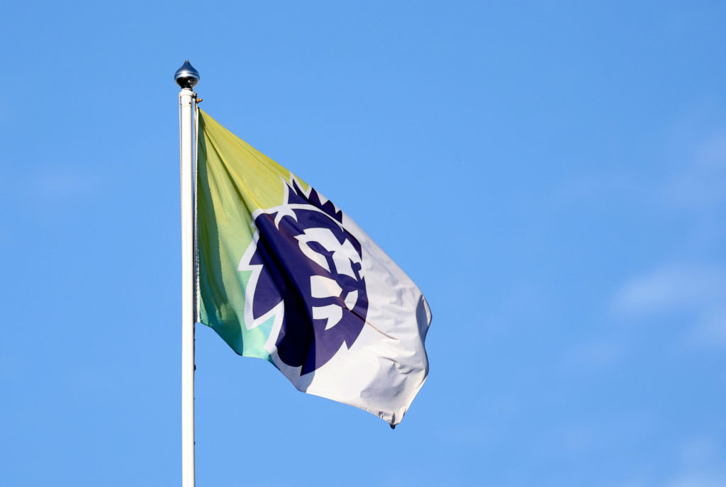The Premier League flag flies above Villa Park