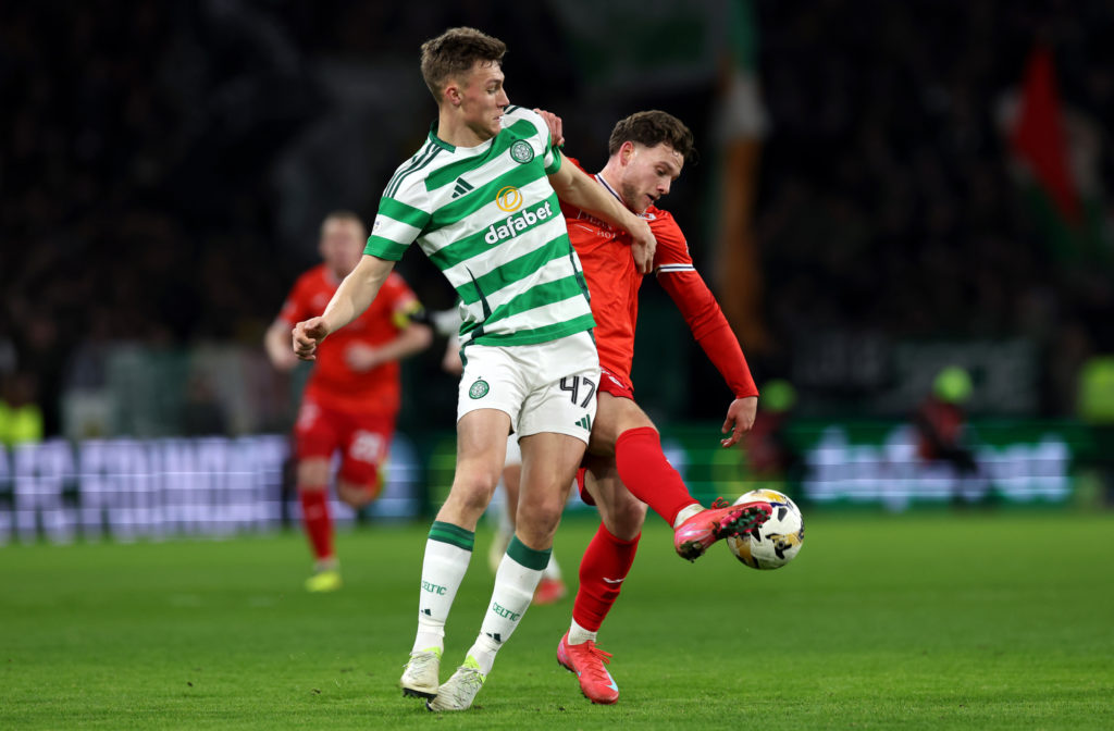 Dane Murray battles with Jamie Gullan during Celtic vs Raith Rovers in the Scottish Cup