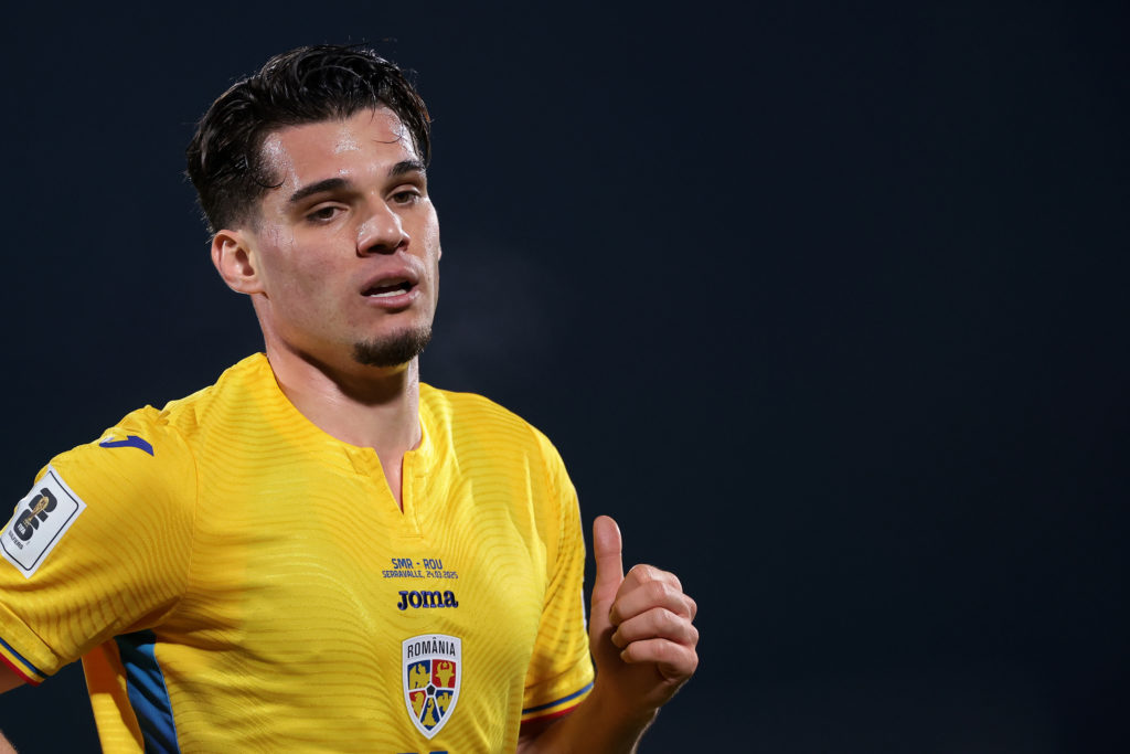 Ianis Hagi in action for Romania against San Marino