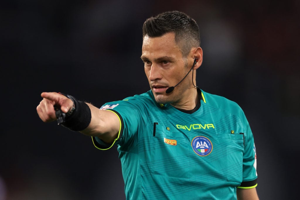 Maurizio Mariani reacts during the Coppa Italia Final match between AC Milan and Bologna FC