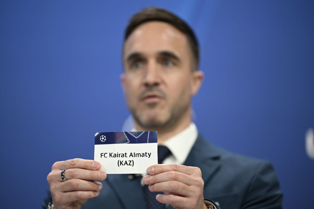 FC Kairat Almaty are drawn during the UEFA Champions League 2025/26 First Qualifying Round draw