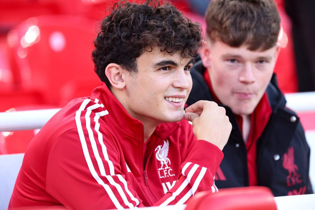 Stefan Bajcetic looks on during Liverpool vs Athletic Club Bilbao