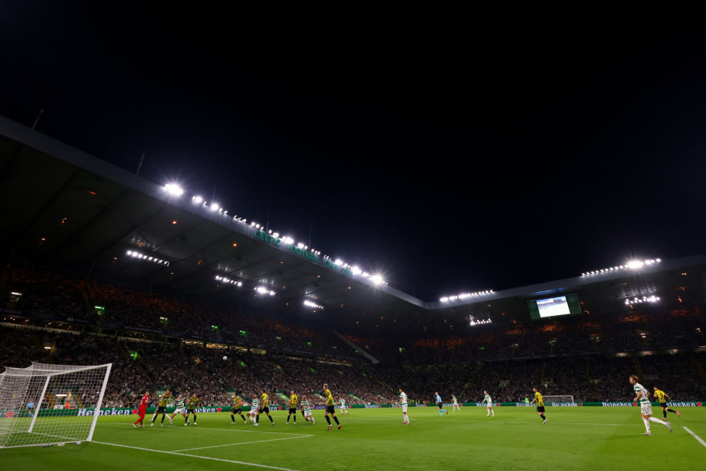 A general view of Celtic Park before the Champions League play-off game against Kairat Almaty