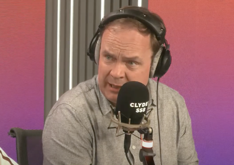 Roger Hannah speaking live on the Clyde 1 Superscoreboard radio show in August 2025