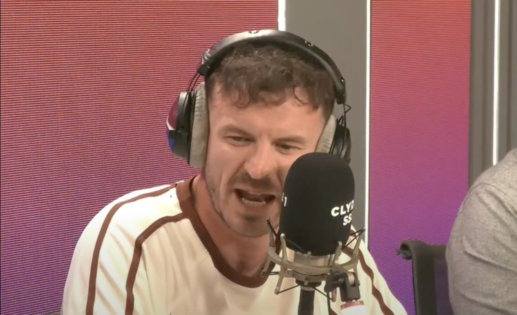 Andy Halliday speaking during live Clyde 1 Superscoreboard radio show in August 2025