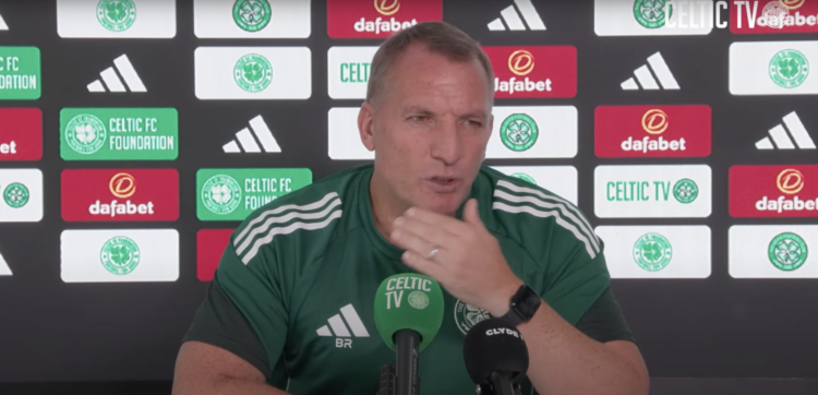 Brendan Rodgers reacts during his pre-Aberdeen vs Celtic press conference at Lennoxtown
