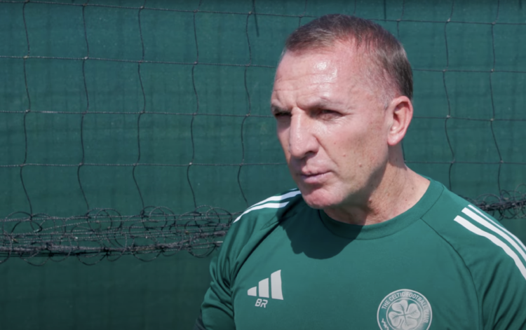 Brendan Rodgers at Lennoxtown speaking to Celtic TV in August 2025