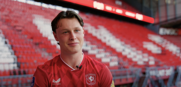 Sondre Orjasaeter speaks to FC Twente's media team after being confirmed as their latest signing