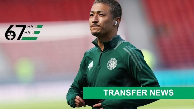 Celtic hero Daizen Maeda taking in the Hampden pitch prior to Scottish Cup final vs Aberdeen.