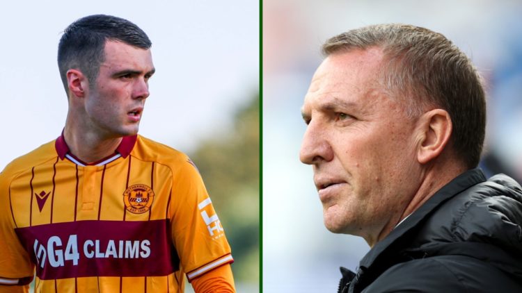 Split image of Celtic manager Brendan Rodgers and former Motherwell midfielder Lennon Miller who is now at Udinese.