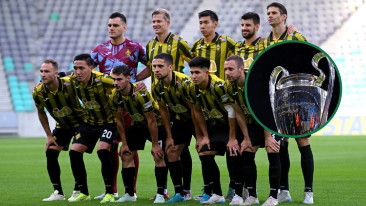 FC Kairat pose for a team photo prior to the UEFA Champions League 2025/26 first qualifying round first leg match vs Olimpija, an image of the Cham...