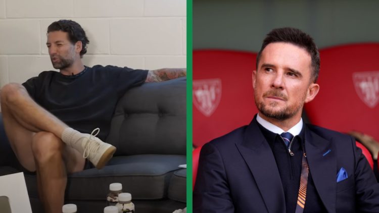 A split image of Charlie Mulgrew as a pundit on Open Goal and Barry Ferguson watching on ahead of Rangers' Europa League match against Athletic Club.