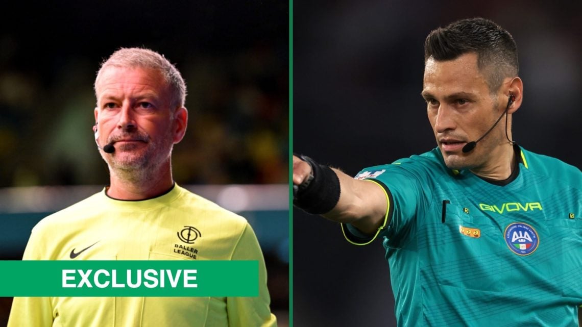 Mark Clattenburg officiates during match day 10 of Baller League, Maurizio Mariani reacts during the Coppa Italia Final match between AC Milan and ...