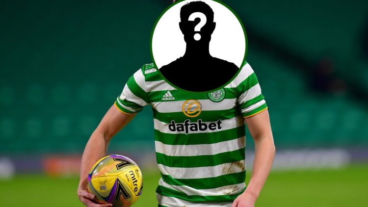 Image of David Turnbull playing for Celtic with a mystery player blanking out his face.