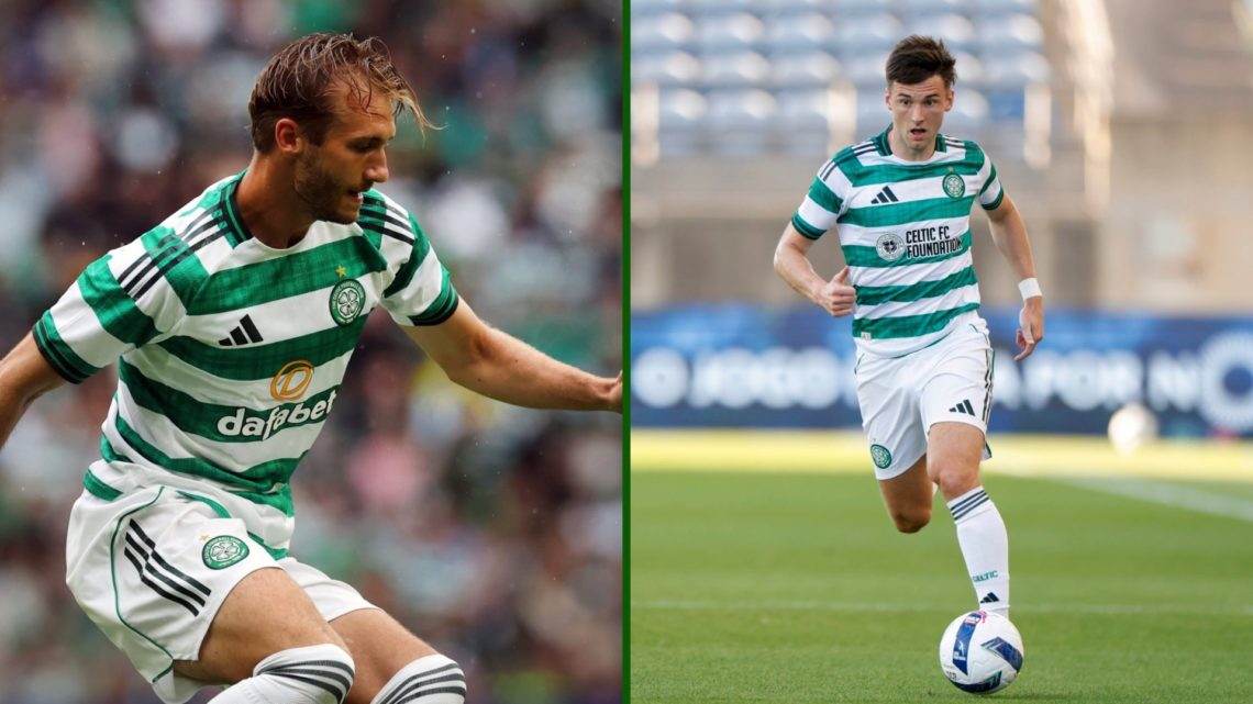 Split image of Celtic duo Benjamin Nygren and Kieran Tierney who combined to beat Aberdeen at Pittodrie.