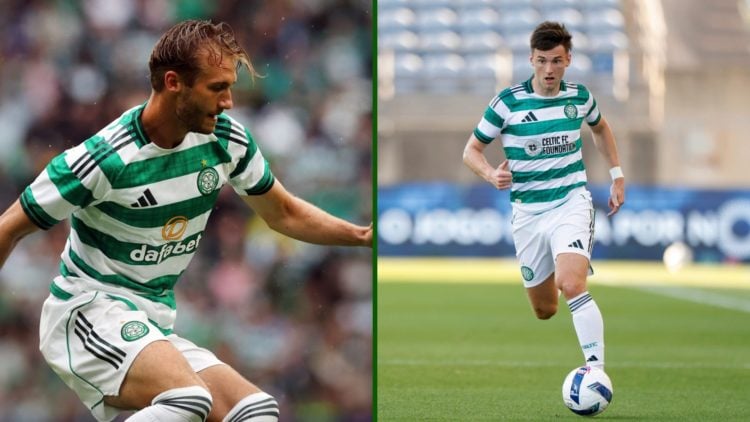 Split image of Celtic duo Benjamin Nygren and Kieran Tierney who combined to beat Aberdeen at Pittodrie.