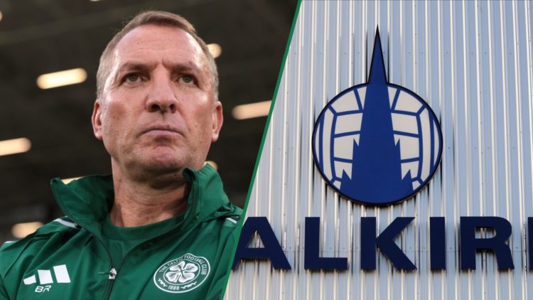 Brendan Rodgers looks on during Celtic vs Al Ahli in the Como Cup, A general view of the Falkirk Stadium