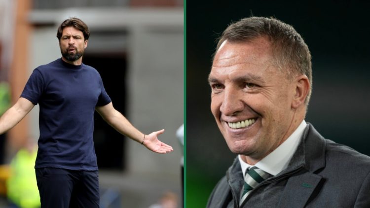 Russell Martin looks frustrated during Rangers vs Middlesbrough, Brendan Rodgers smiles before Celtic's Champions League win vs Feyenoord