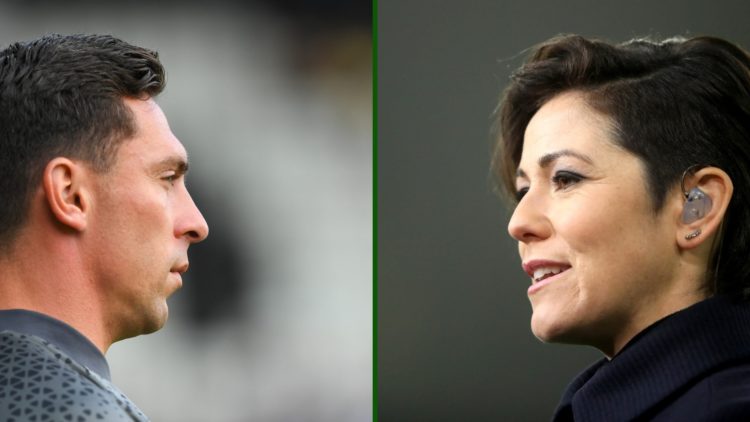 Split image of Celtic hero Scott Brown as manager of Fleetwood Town and Sky Sports presenter Eilidh Barbour.