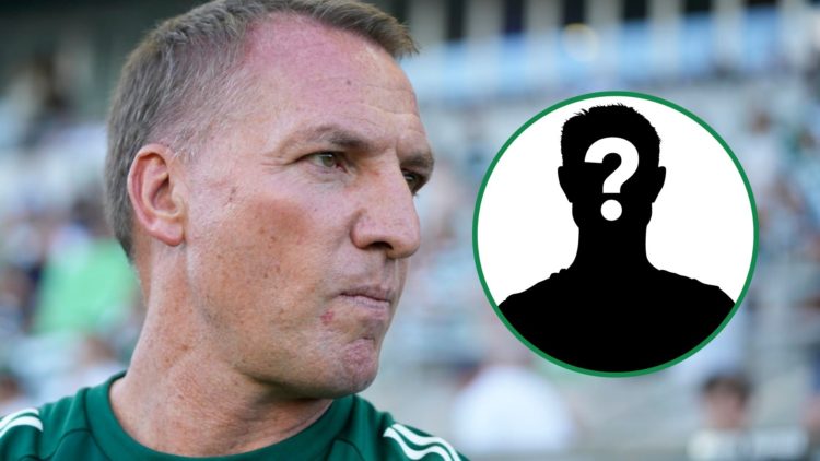 Brendan Rodgers looks on before Celtic play Sporting Lisbon in a pre-season friendly left with mystery player overlay inset right