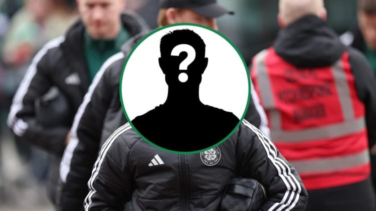 A mystery Celtic player arriving at Celtic Park in pre-match gear before a Scottish Premiership match