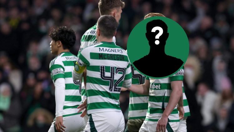 Luke McCowan of Celtic celebrates scoring his team's third goal with teammates during the Scottish Gas Scottish Cup match between Celtic FC and Rai...