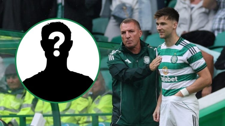 Celtic player Kieran Tierney is embraced by manager Brendan Rodgers before coming on as a substitute during the pre-season friendly match between C...