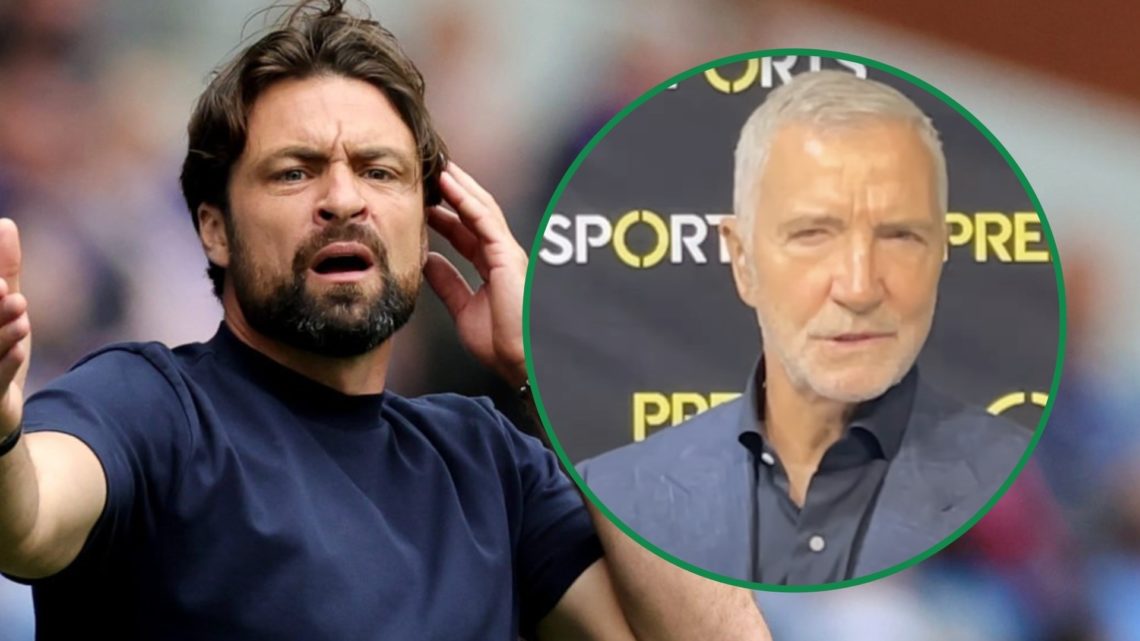 Graeme Souness speaking at Premier Sports press conference in August 2025 right inset and Rangers manager Russell Martin shouting at Ibrox left