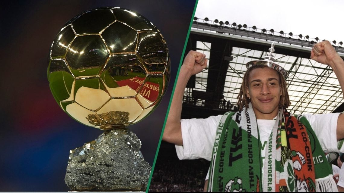 The Ballon d'Or trophy is on display before a La Liga match, Henrik Larsson of Celtic celebrates after a Scottish Premier League match against St J...
