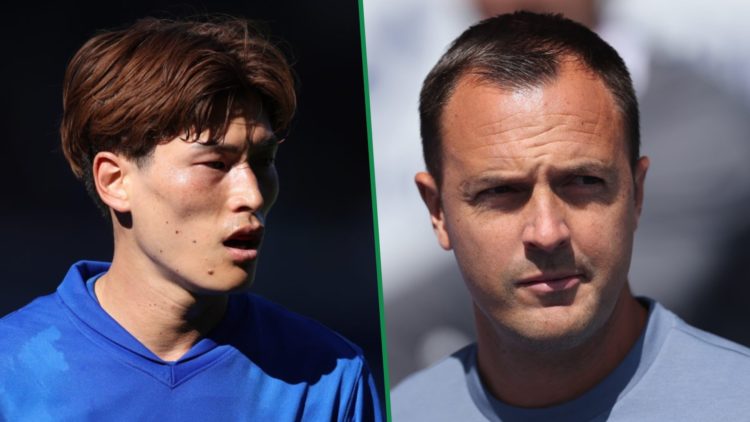 Kyogo during a pre-season friendly for Birmingham City left and Chris Davies manager of Birmingham City during the pre-season friendly match betwee...