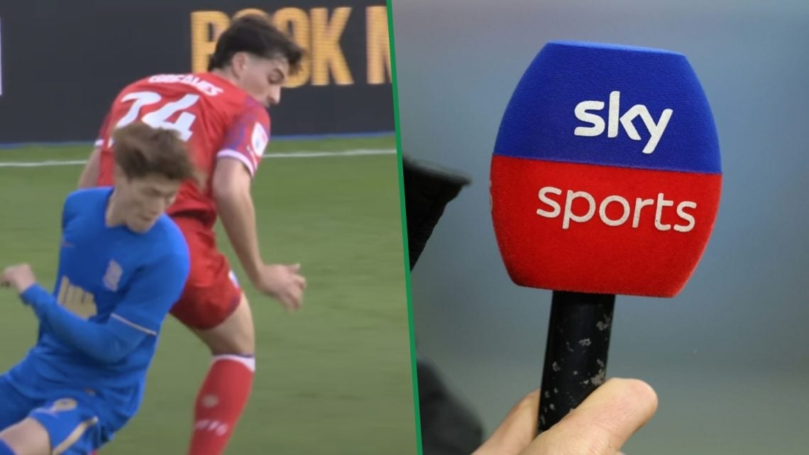 Kyogo Furuhashi and Jacob Greaves during EFL Championship clash between Birmingham City and Ipswich Town left and detailed view of Sky Sports micro...