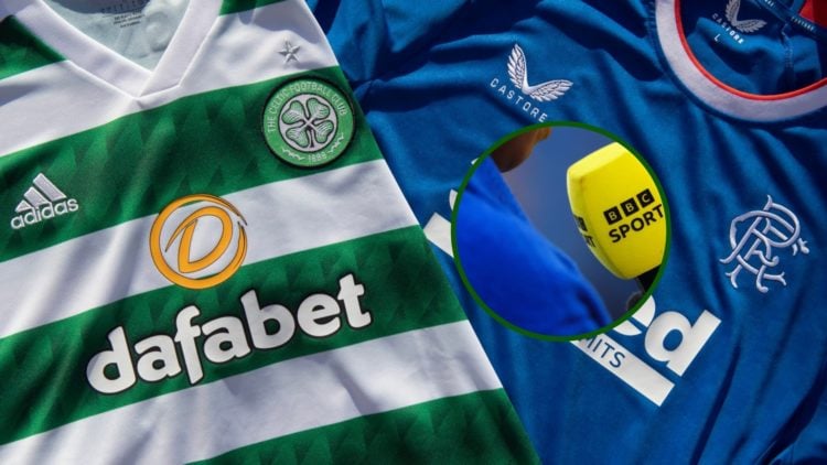 Image of Celtic and Rangers tops with an